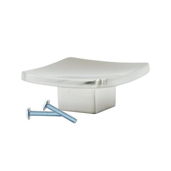 Zen Square Brushed Nickel Cabinet Hardware Knob, 2-1/4 Inch Diameter