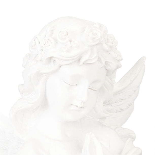 Baby Angel Statue White 10.8in High Hand Carved Rich Details Durable Resin Cherub Figurine for Garden Family Office