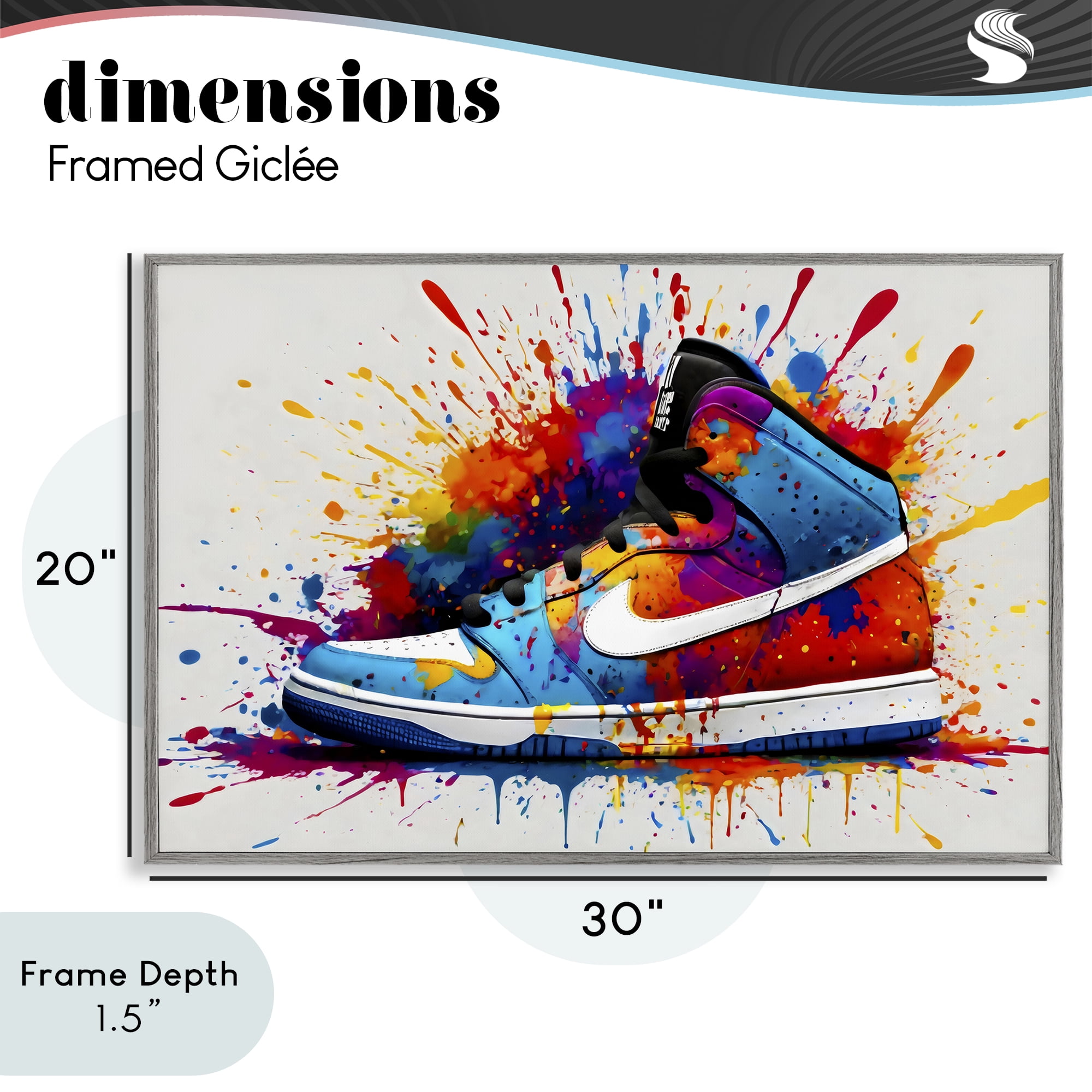 Stupell Industries Centric Sneaker Splash Gray Framed Giclee Art, design by Creative Studio