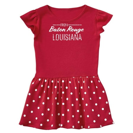 

Inktastic From Baton Rouge Louisiana in White Distressed Text Gift Toddler Girl Dress