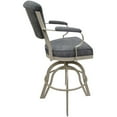 thumbnail image 2 of Miami Bar Height 30"Swivel Tilt Metal Bar Stool-Charcoal Gray Fabric-Beige Frame, 2 of 5