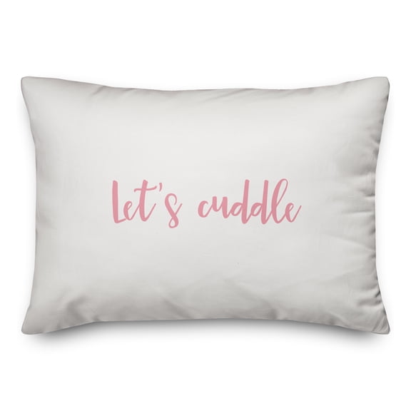Creative Products Let's Cuddle in Pink Text on White 14x20 Spun Poly Pillow