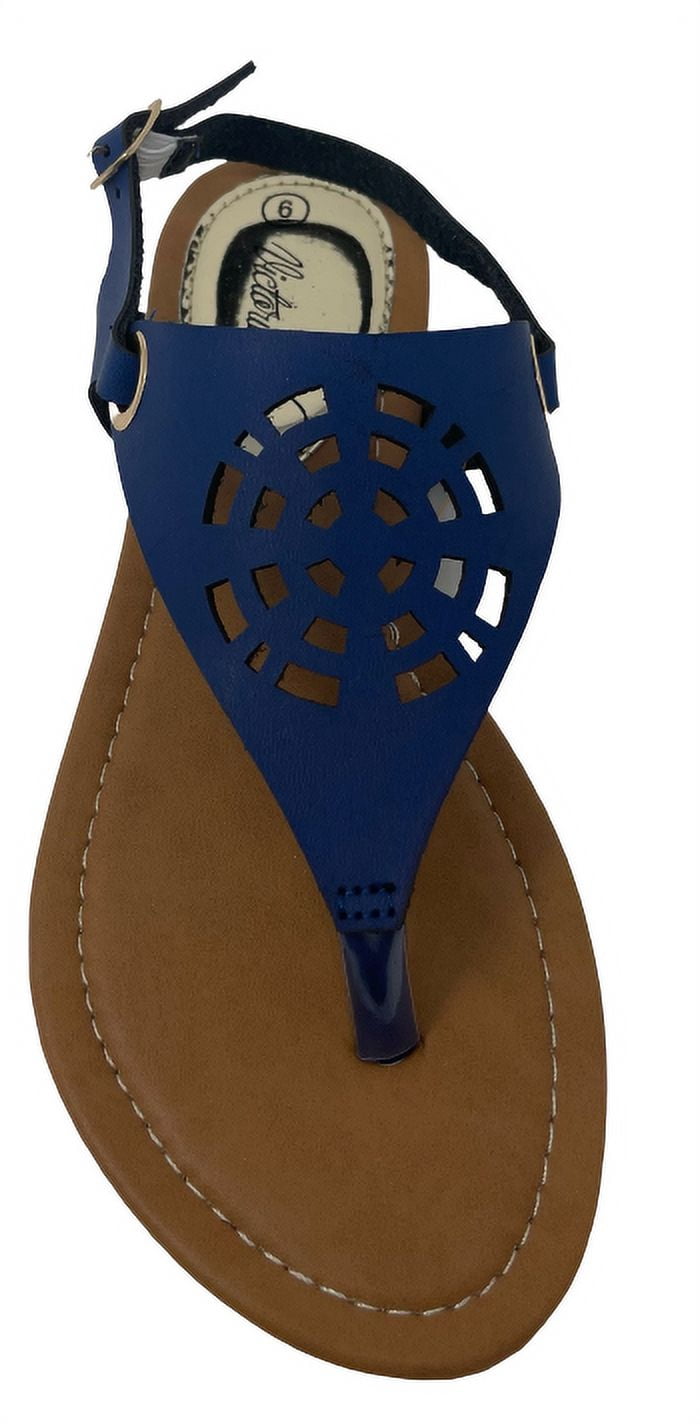 Victoria K Women's Diamond Cut Out Back With Rhinestone Buckle Embellished Sandals