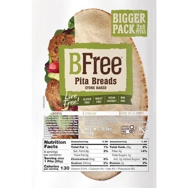Bfree Gluten Free Pita Bread, 8 Count (Pack of 2) - Walmart.com