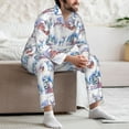 thumbnail image 7 of Naloa Snowy Cottage Holiday Scene Men’s Pajamas Set - Long Sleeve Button Down Sleep Shirt and Pajama Bottoms Sleepwear Set-Large, 7 of 7