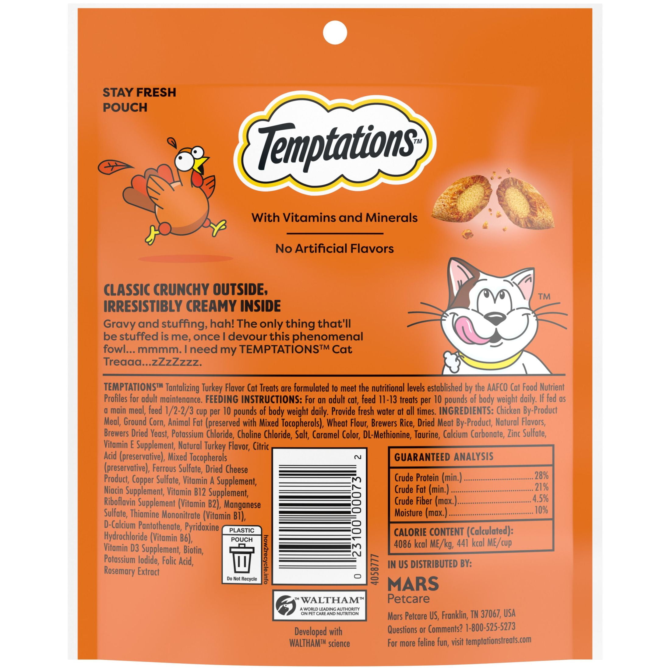(10 pack) Temptations Classic Tantalizing Turkey Flavor Crunchy And Soft Treats For Cats, 6.3 Oz Pouch