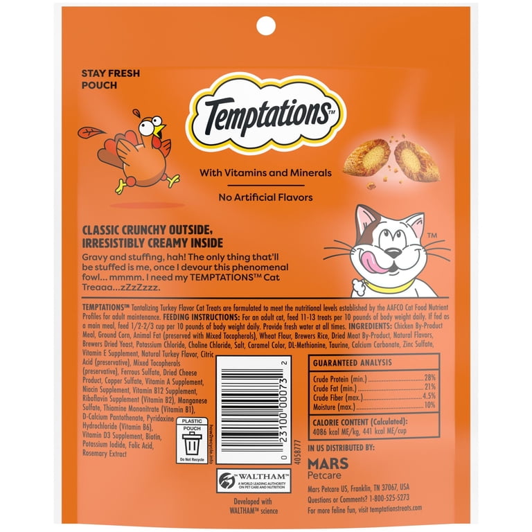 TEMPTATIONS, Classic Tantalizing Turkey Flavor Cat Treats, Crunchy