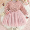 thumbnail image 2 of Tao Tao Kids Girls Sequin Mesh Tutu Dress Toddler Tulle Sparkly Long Sleeve Spring Fall Party Dresses With Bowknot Pink 7 Years, 2 of 9