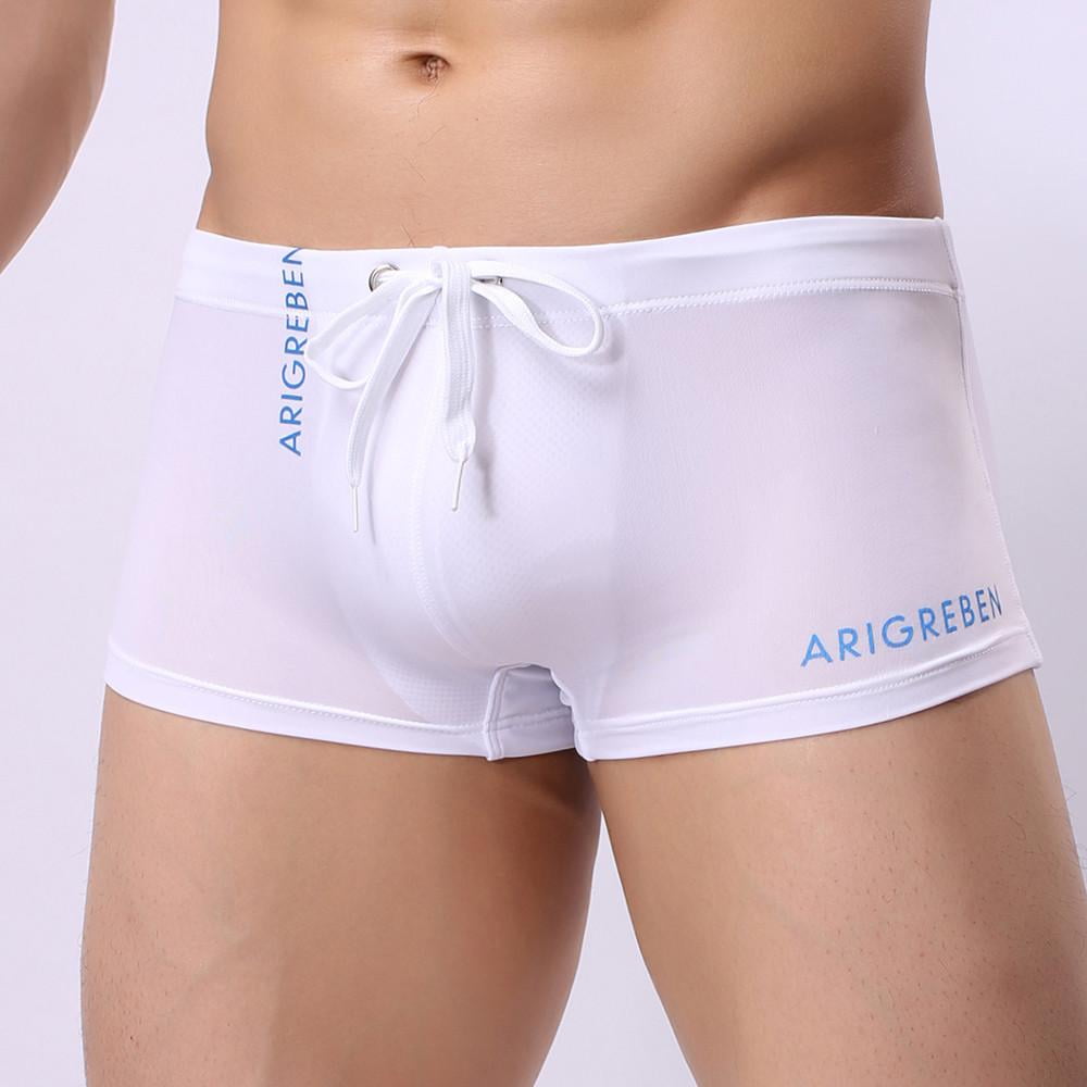 Danhjin Mens Swim Trunk Square Leg Swim Briefs Solid