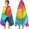 thumbnail image 3 of Colorful Tie Dye Wave Pattern Hooded Bath Towel，60"x35" for Ages 3 To 12 Kids, Quick Dry Lightweight Soft Microfiber Hood Beach Towel Cover Up for Kids, 3 of 7