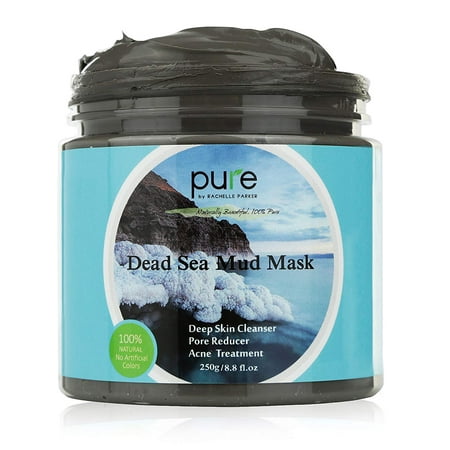PURE Dead Sea Mud Mask for Face, Body/Hair, 100% Natural and Organic Deep Skin Cleanser, Clears Acne, Reduces Pores and Wrinkles, Ultimate Spa Quality, Mineral Infused Additive Free, 8.8