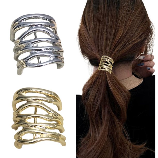 Hebillas de cola de caballo doradas XINYU clip decorativo de metal para coleta alta estilo 3