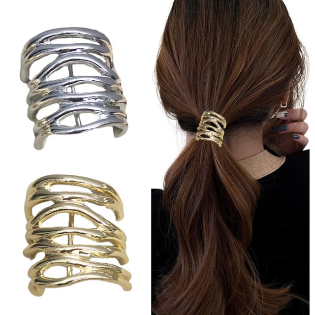 Hebillas de cola de caballo doradas XINYU clip decorativo de metal para coleta alta estilo 3