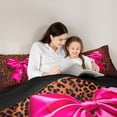 thumbnail image 5 of Castle Fairy Pink Ribbon Bow Full Size Comforter Sets,Abstract Cheetah Print Bedding Sets, 5 of 8