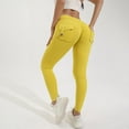 thumbnail image 2 of Gkeoshab Yoga Pants Women's Nylon High-Waisted Yoga Pants with Pockets for Workout & Yoga Stretchy Tights Yellow M, 2 of 9