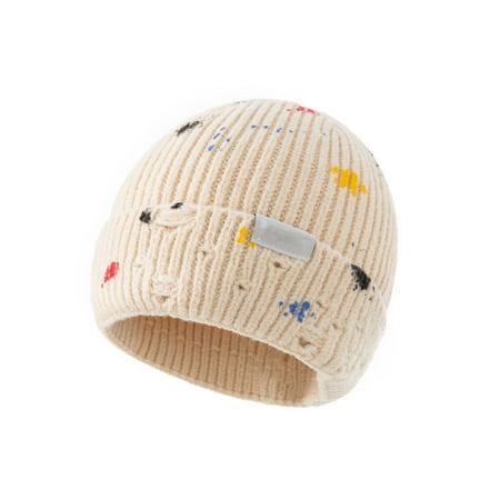

Dadaria Baby Girl Winter Hat 1-5Years Toddler Kids Boy Girl Cap Kids Pigment Dot Dyed Baby Solid Color Warm Woollen Cap Warm Knitted Cap Beige Boys Girls