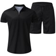 thumbnail image 2 of Vedolay Short Sets Men 2 Piece Outfits Men's 2 Piece Outfits Tracksuits Summer Fashion Casual Short Sleeve and Shorts set,Black S, 2 of 3