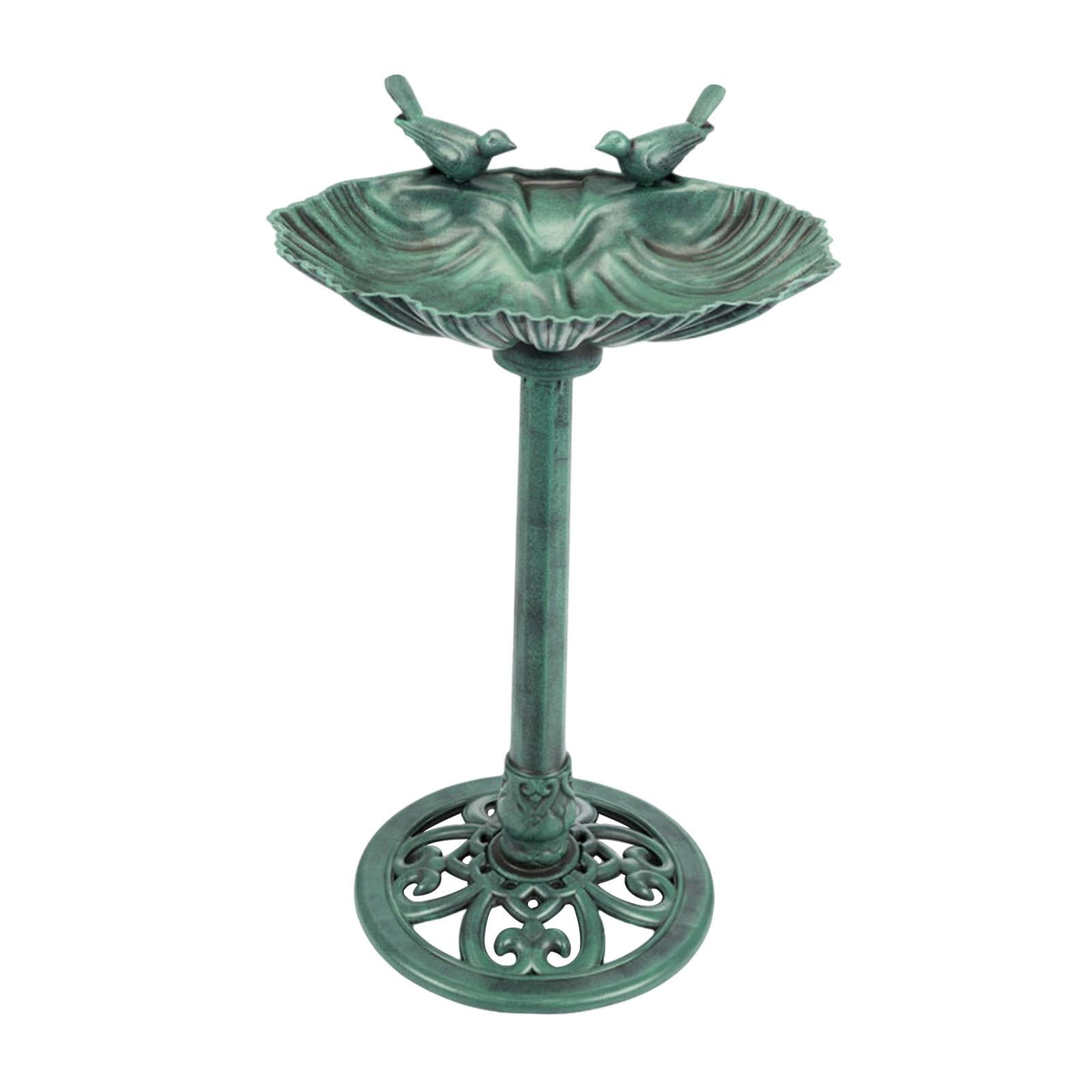 koolsoo Bird Bath for The Garden - Decorative Eye-catcher: Freestanding Bird Bath on A Pedestal, Weatherproof, Feeder, Easy Assembly, Gift for Bird Lovers green