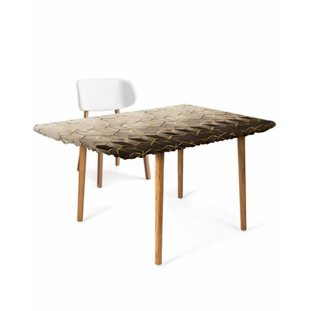 

Luxury Brown Elastic Fitted Tablecloth Waterproof Table Cover Wipeable Table Cloth Protector for Outdoor Indoor Picnic Party Universal Rectangle 4ft Golden Lines Abstract Geometric Modern