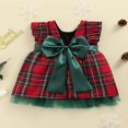 thumbnail image 3 of EIMELI Robe de Noël pour Bébé Fille Manches à Volants Dos Nœud Imprimé à Carreaux Rouge Vert 3-4 Ans, 3 of 7