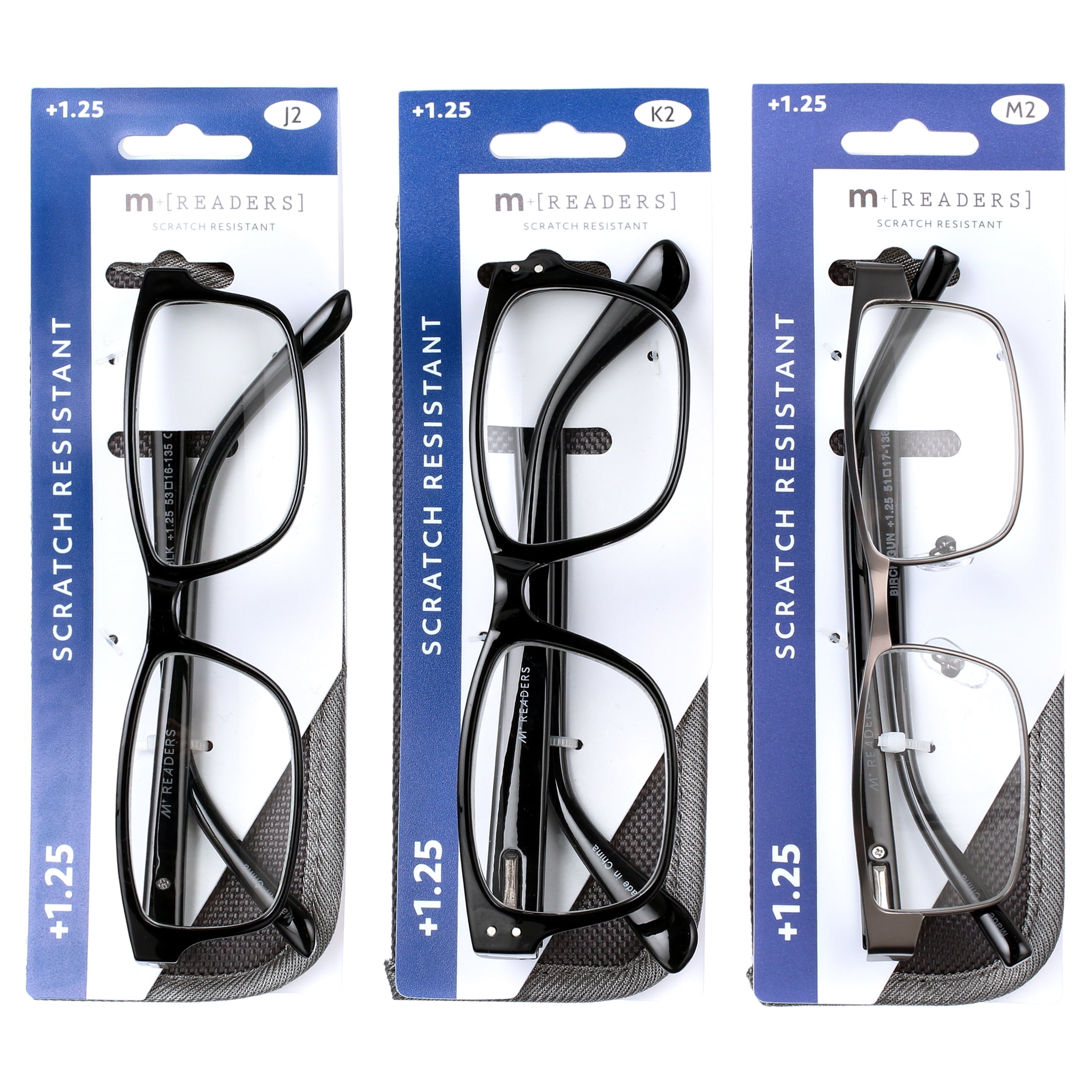 M+ Men's 3-pack Reading Glasses - Oliver/Birch/Frazier +1.25