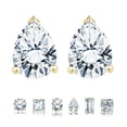 thumbnail image 1 of Pendientes Minimalistas Tipo Solitario JeenMata de Moissanita Talla Pera 2 Quilates Baño de Oro Amarillo 18 K sobre Plata, 1 of 8