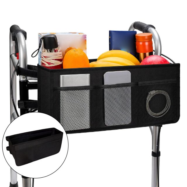 Organizador de almacenamiento de de bolsa de plegable, portabotellas con múltiples bolsillos, bolsa de marco de transporte de Yinane Cesta de dispositivos para caminar