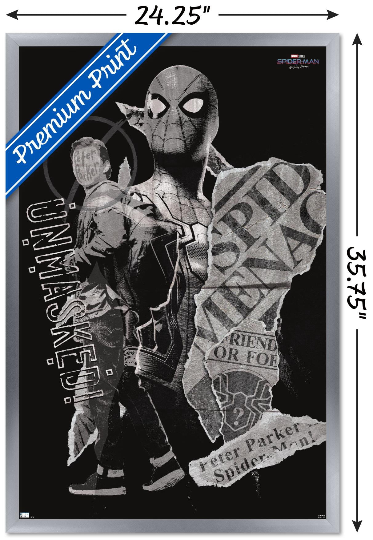 Marvel Spider-Man: No Way Home - Unmasked Wall Poster, 22.375" x 34" Framed
