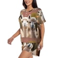 thumbnail image 2 of Susaid Cute Alpaca in Daze Print Women's Pajama Set, Button-Up Sleepwear with Elastic Waist Shorts, Perfect for Lounging, Yoga, Beach, and Casual Wear-Small, 2 of 7