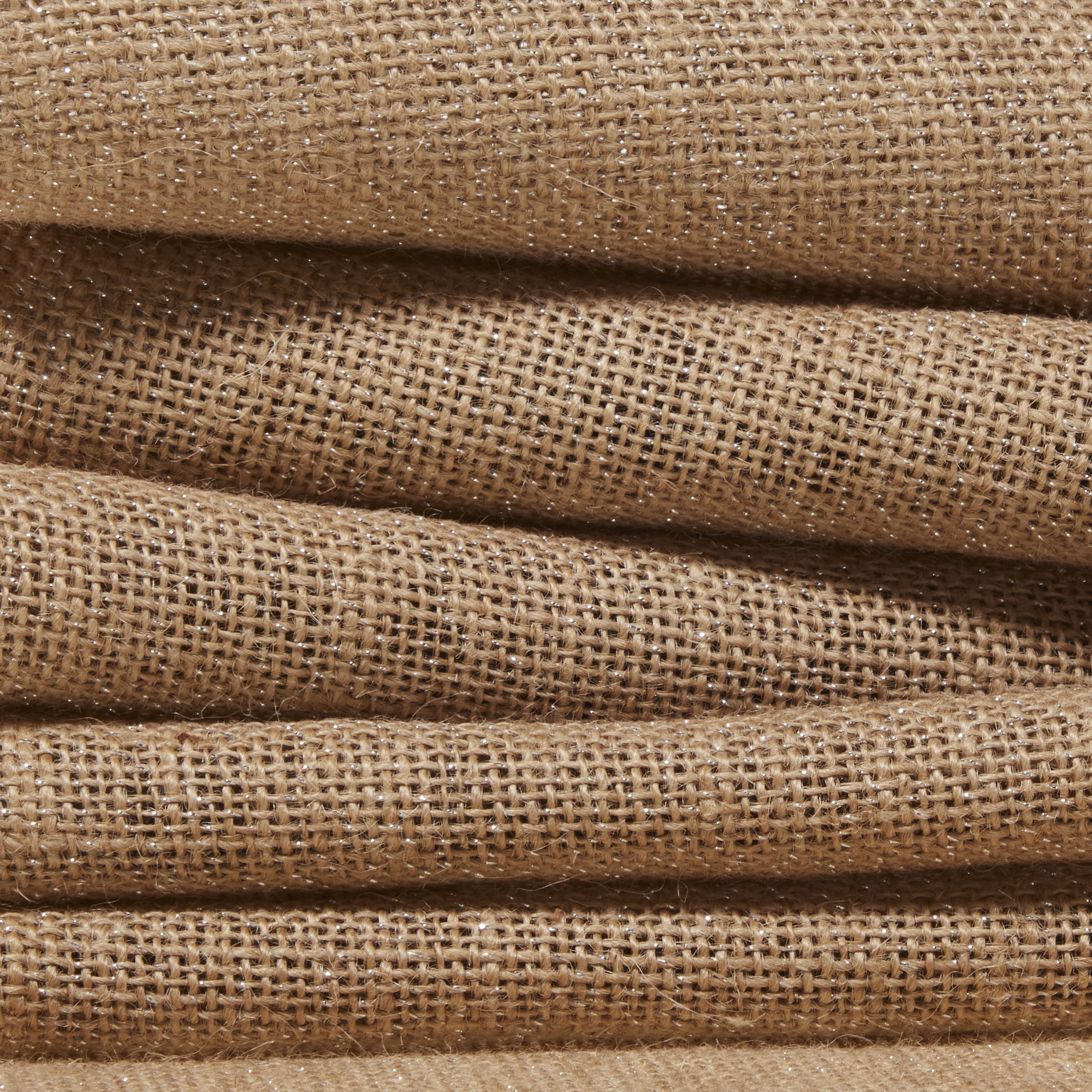 Love, Laugh, Craft Natural Jute Burlap Table Runner Roll, Finished Edges, 12"Wx3-Yds, Silver Foil