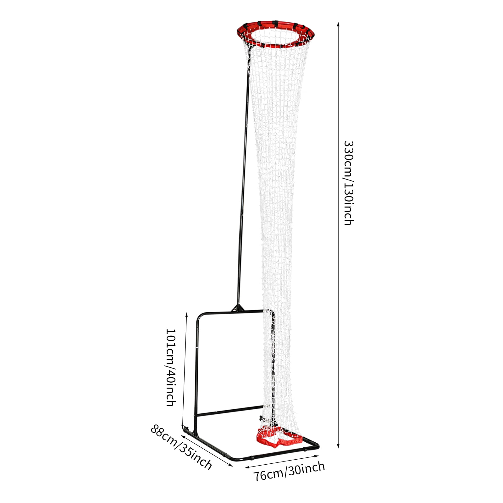 Black & Red Adjustable Volleyball Trainer - 5.58-11ft Height & 0-90° Angle - Professional Knotless Net - Portable with Wheels