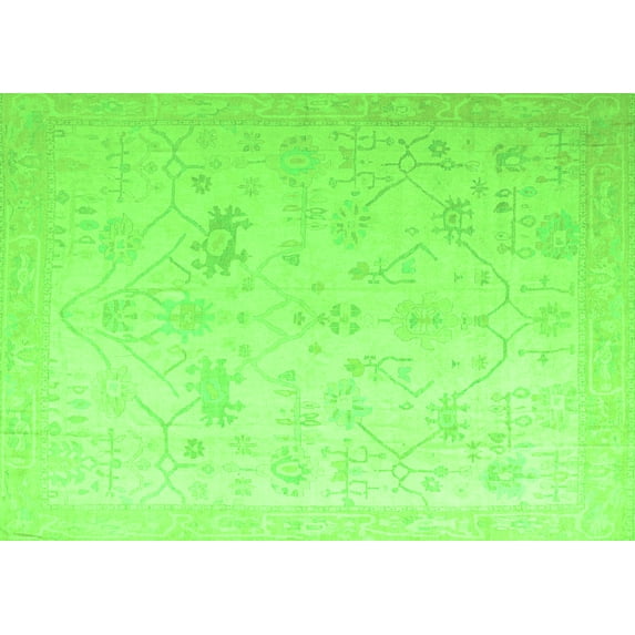 Ahgly Company Indoor Rectangle Oriental Green Traditional Area Rugs, 2' x 4'