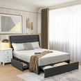 thumbnail image 3 of Costway Lit Plateforme Format Grand avec 3 Tiroirs de Rangement Base de Matelas Gris, 3 of 9