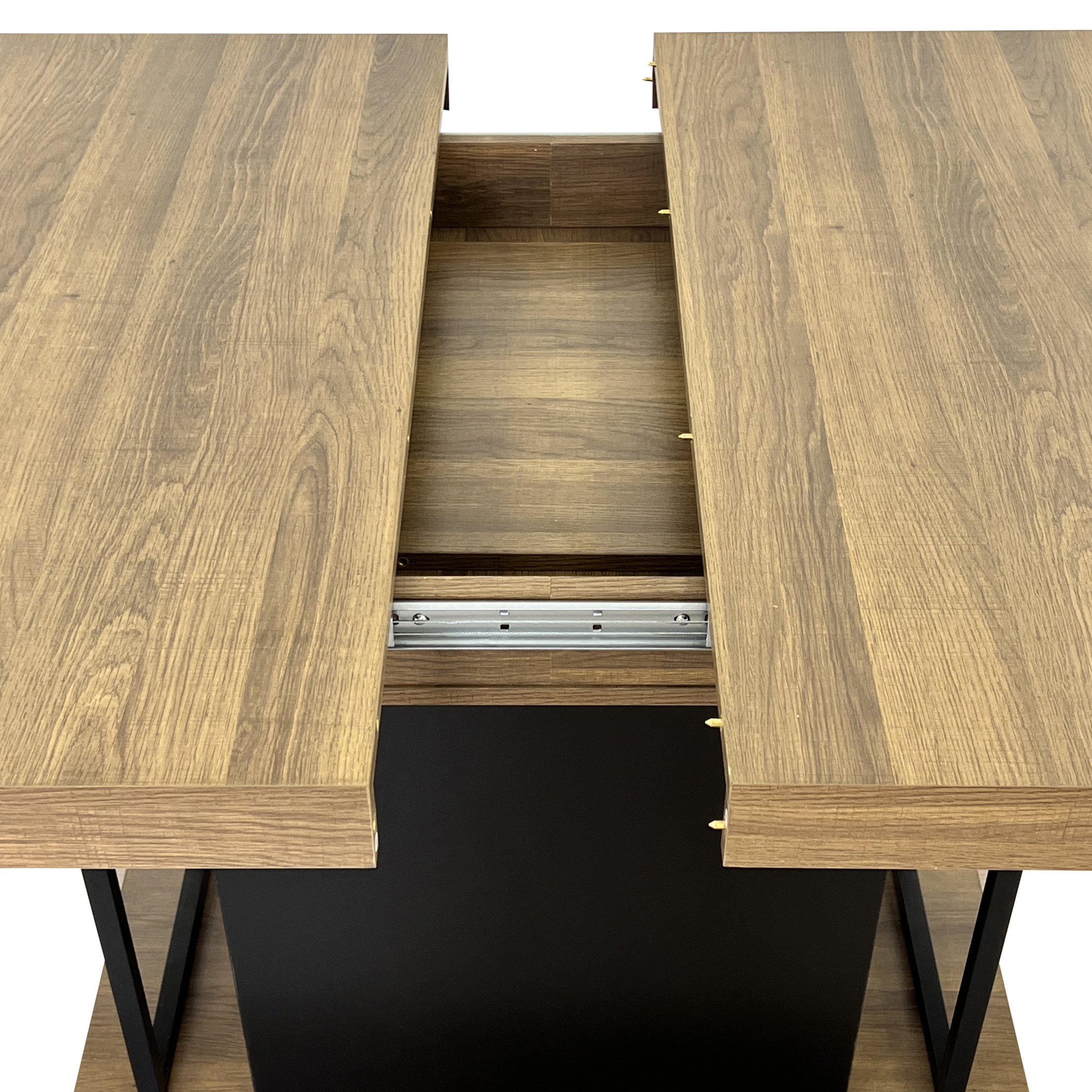 Noble House Caldren 78.74" Extendable Dining Table, Wooden Rectangle Dual Pedestal Dining Table for 6-10, Black Brown