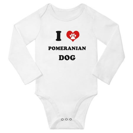 

I Heart Pomeranian Dog Baby Long Jumpsuits Newborn Clothes (White 6-12 Months)