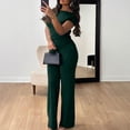 thumbnail image 5 of Kixjoy Lounge Sets for Women Off Shoulder Casual High Waisted Sweatsuits Athletic Soft Wide Leg Pant Sets Plain Spring Womens Clothing, Green M, 5 of 5