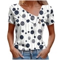 thumbnail image 2 of Uootdi Blouses for Women Short Sleeve Asymmetrical V Neck Floral Print Tops Office Leisure Style Lightweight Comfortable Loose Fit Tees Gift, 2 of 5