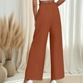 thumbnail image 3 of Annhoo Womens Casual Pants Drawstring Elastic Waist Wide Leg Trousers with Pockets Trendy Loose Business Comfy Bottoms, 3 of 7