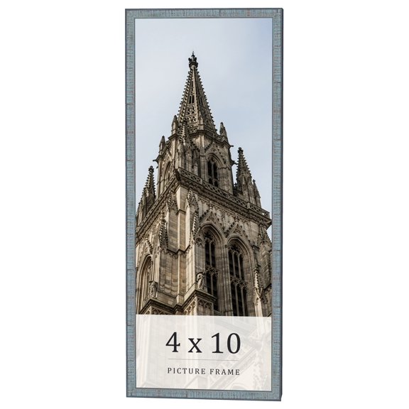 4x10 Frame Blue Scuffed Farm Board Solid Wood Picture Frame Width 0.75 Inches | Interior Depth 0.5