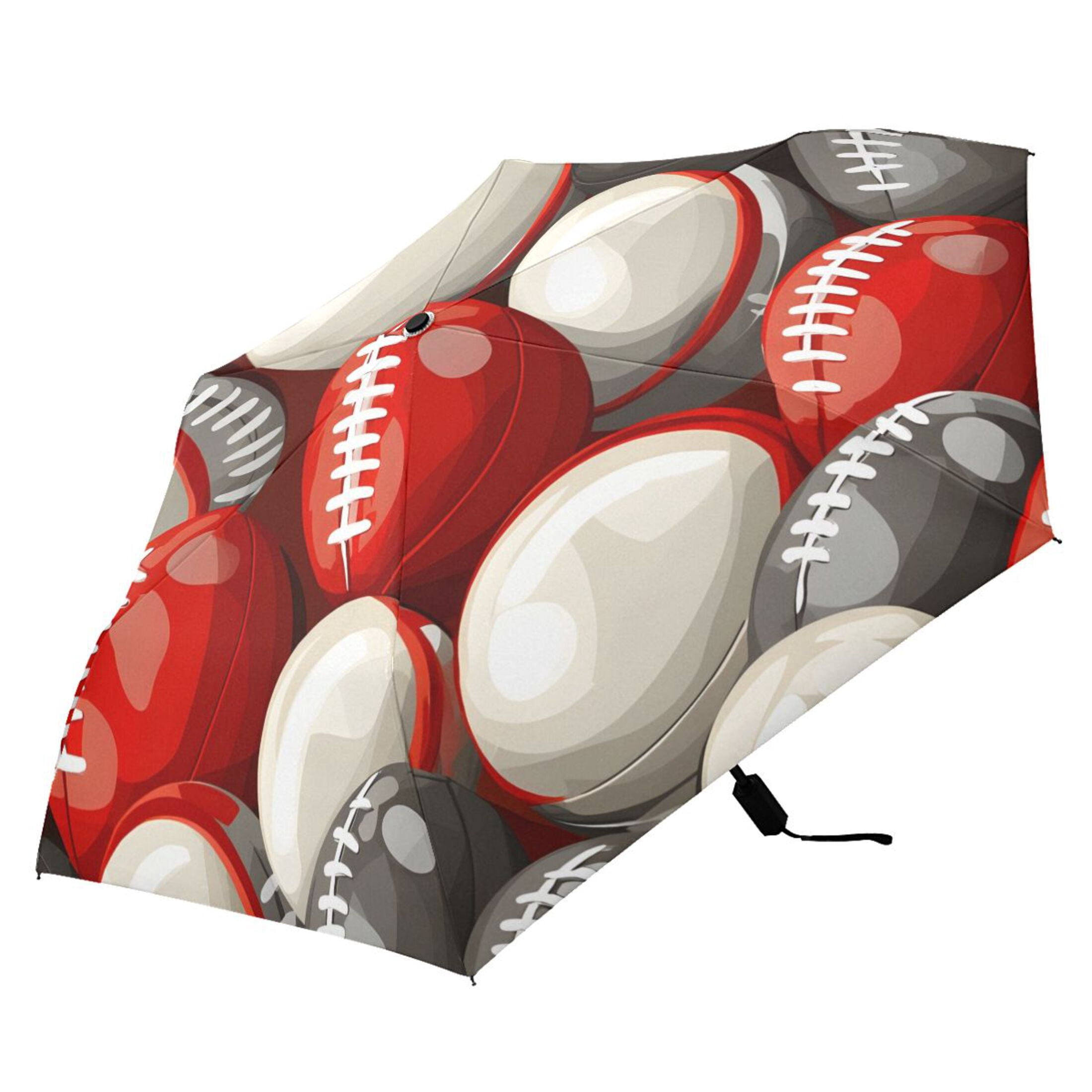 ALAZA Football Rugby Balls UPF 50+ Compact Folding Umbrella for Rain Travel Umbrella Packable