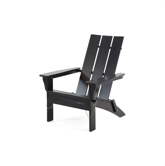 KUIKUI Outdoor Classic Pure Black Solid Wood Adirondack Chair Garden Lounge Chair Foldable - image 5 of 7