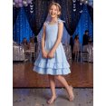 thumbnail image 6 of IBTOM CASTLE Girls Summer Dresses Sleeveless Cami Dress Spaghetti Straps Birthday Party Casual Fancy Midi 2 Layerr Sundress Beach Square Neck Kids Smocked Blue, 6 of 7