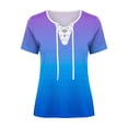 thumbnail image 4 of Favoffer Womens Printed Blouses V Neck Tie Front Short Sleeve Loose Fit Casual Tops Light Shirts for Holiday Dating Shopping Street, 4 of 5