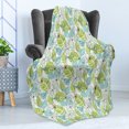 thumbnail image 4 of Leaves Soft Flannel Fleece Throw Blanket, Doodle Birds and Flowers with Foliage Hearts Ornamental Print, Cozy Plush for Indoor and Outdoor Use, 70" x 90", Charcoal Grey Pale Green, by Ambesonne, 4 of 5