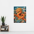 thumbnail image 2 of Fantasy Chinese Dragon Traditional Orange Clouds 2024 Chinese Year Of The Dragon Extra Large XL Wall Art Poster Print, 2 of 5