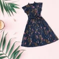 thumbnail image 5 of Girls Toddler Dresses Summer Kids Clothes Kids Vintage Print Flying Sleeves Pleated Princess Dress Dresses For Children Aged 8 To 12 For 9-10 Years, 5 of 6
