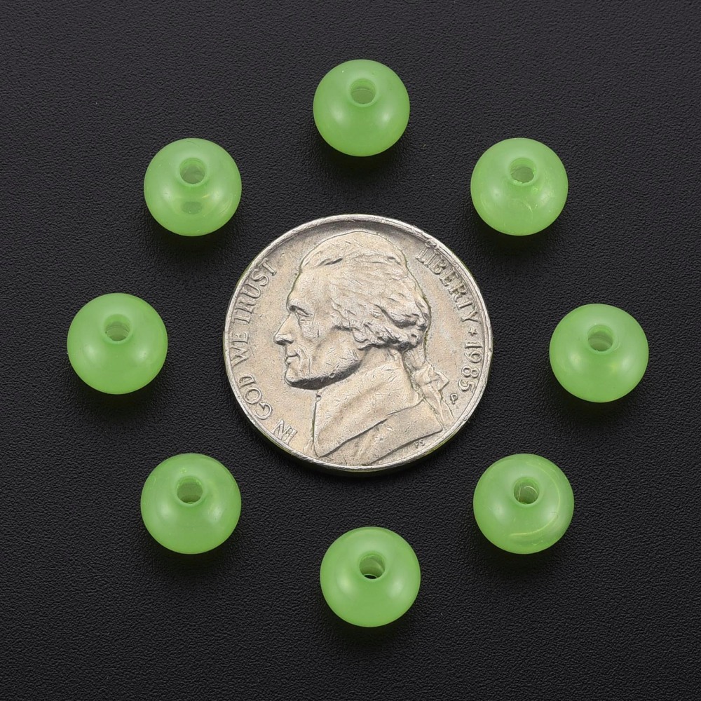 Imitation Jelly Acrylic Beads Round Light Green 8x7.5mm Hole: 1.8mm 1745pcs/500g