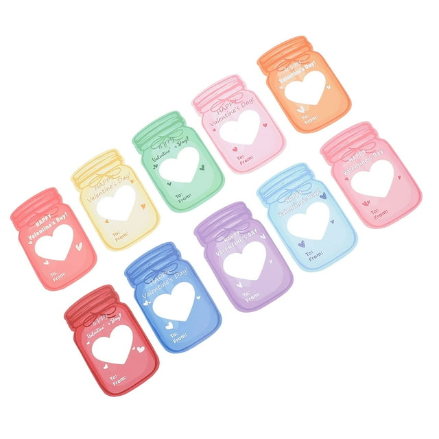 Cartes de la Saint-Valentin pour Enfants 30 Pcs Cadeaux en Pot DIY Échanges de Vœux Design Unique Mignon, Adhésif Double Face, Cadeaux de Fête en Classe