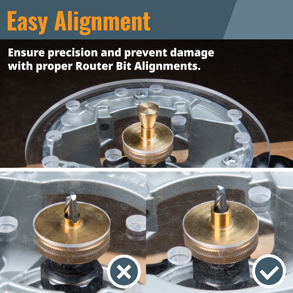 POWERTEC Spiral Router Bit and Router Subbase Centering Pin Set | Up Cut Solid Carbide CNC Router Bit (73059N)