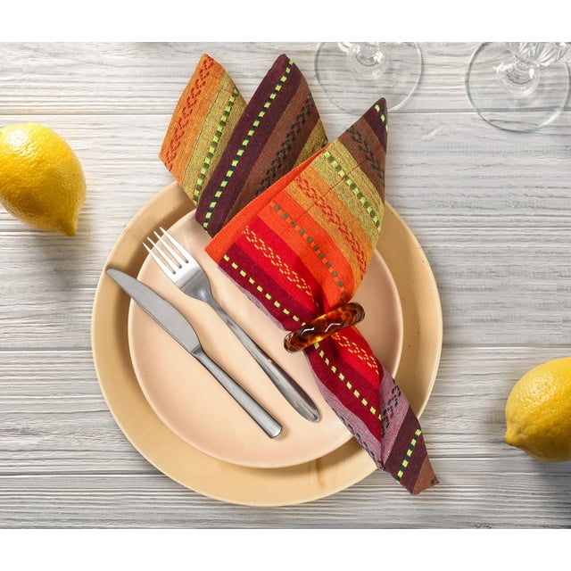 Ramanta Home Paquete de 12 Servilletas de Algodón Grandes con Rayas Salsa 51x51 cm